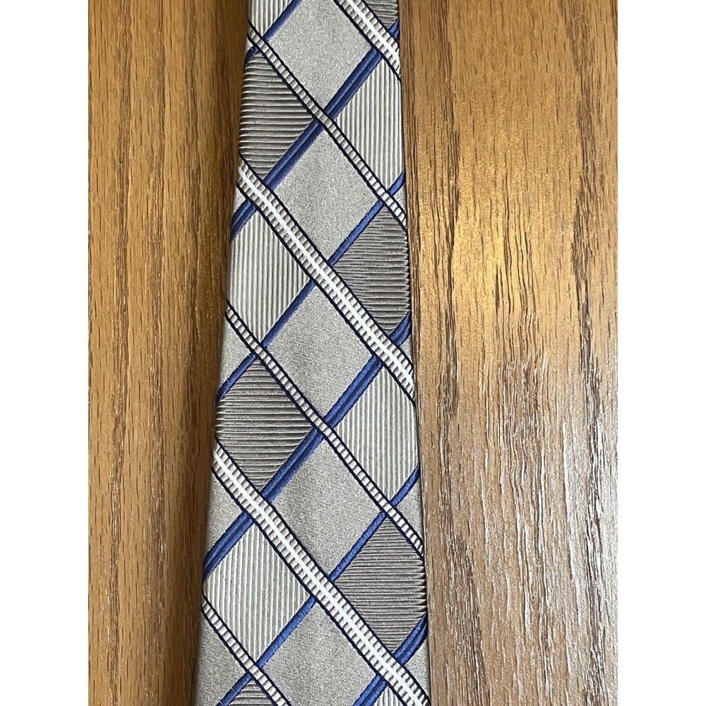 Michael Kors Men’s Tie Geometric Patterned Tie RN 121148 Beige Blue 100% Silk